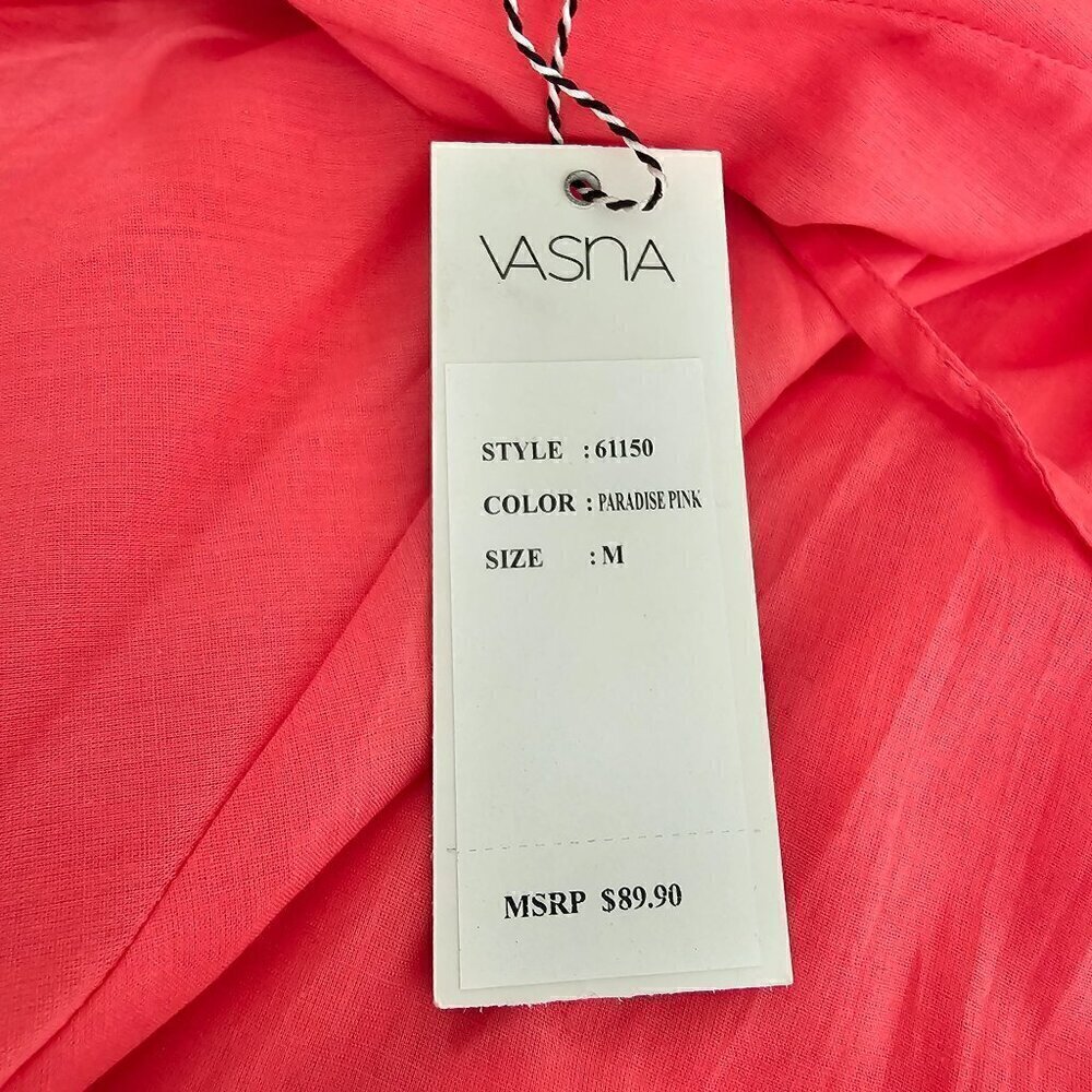 Vasna Paradise Pink Coral Sleeveless Wrap Dress - 100% Cotton - Size Small - Picture 5 of 13